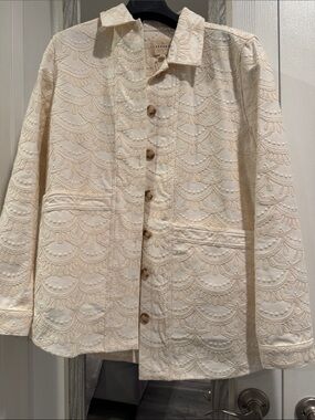 Sezane Will jacket! Cream Embroidered Button-Front Jacket